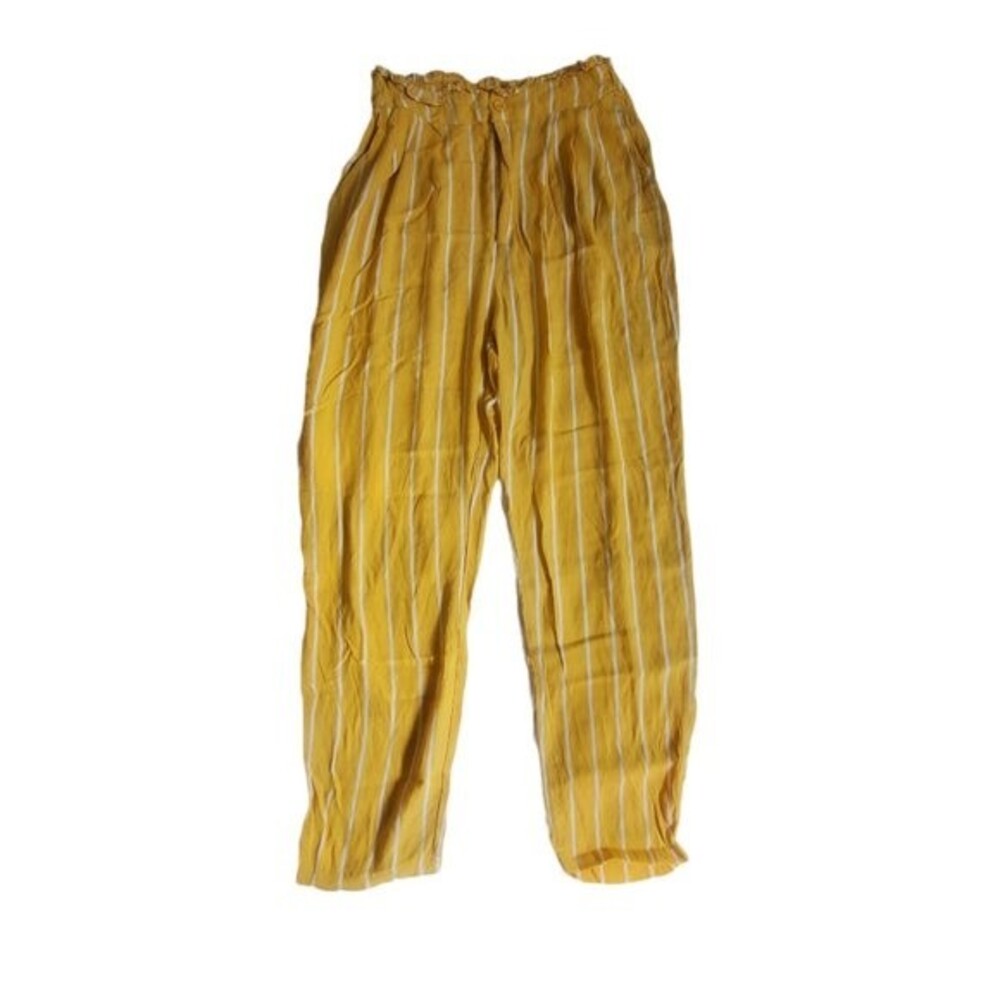 Forever 21 yellow white striped pants sz M
